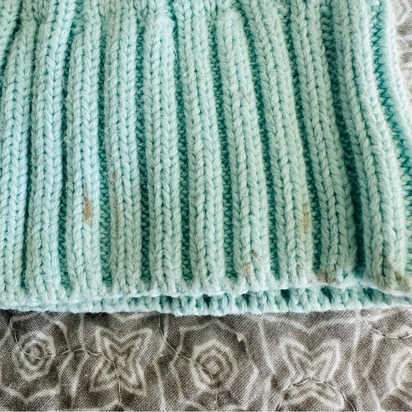 L.L. Bean Cable Knit Cotton Cardigan Sweater Light Aqua Blue Mint Size L - Picture 10 of 10